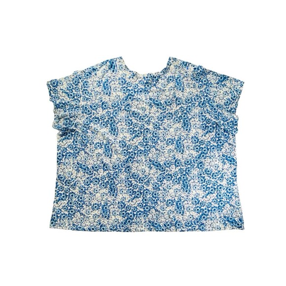 Woman Within Blue & White Short Sleeve Floral Tunic V Neck 6X (42/44) - Picture 5 of 10